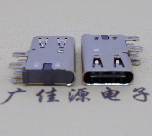 玉林侧插USB3.1接头座子.90度type-c母座.6p侧插连接器