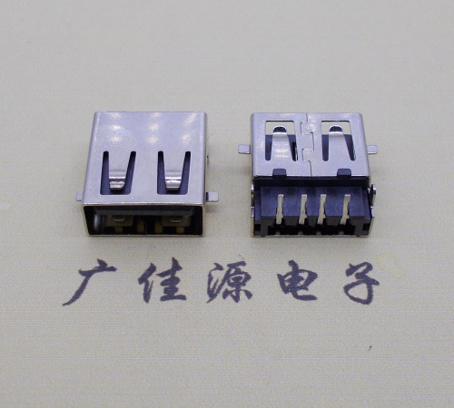 玉林usb2.0 AF90°母座沉板1.9mm带弹片前贴后插