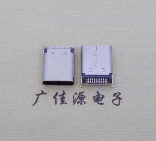 玉林立式usb type c24p夹板母座连接器 夹板距离0.8mm高度10.5mm插脚为鱼叉脚 