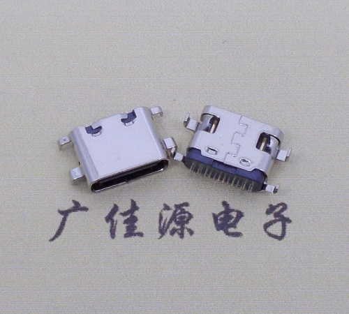 玉林type c16p沉板母座破板0.8mm/1.0mm/1.2mm/1.6mm四脚插板端子SMT总体长度L=6.5mm