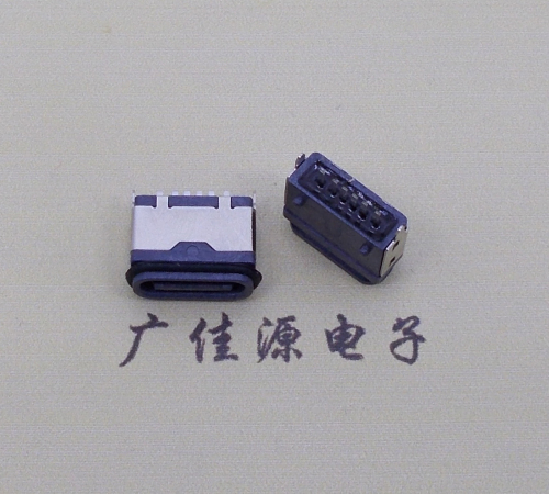 玉林usb type c6p防水立插母座两脚插带定位柱