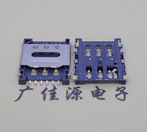 玉林掀盖手机卡座nano sim 1.5h 6pin超薄双用插卡贴片式