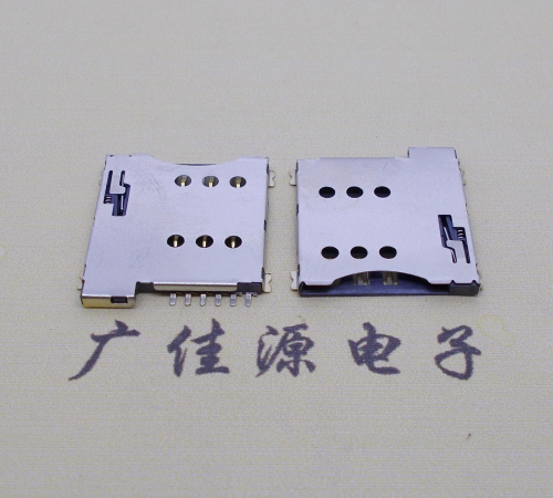 玉林手机自弹卡座 MICRO SIM 1.35H 6P PUSH卡座连接器