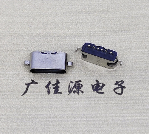 玉林type c6p母座接口 沉板0.8mm 两脚插板引脚定义  